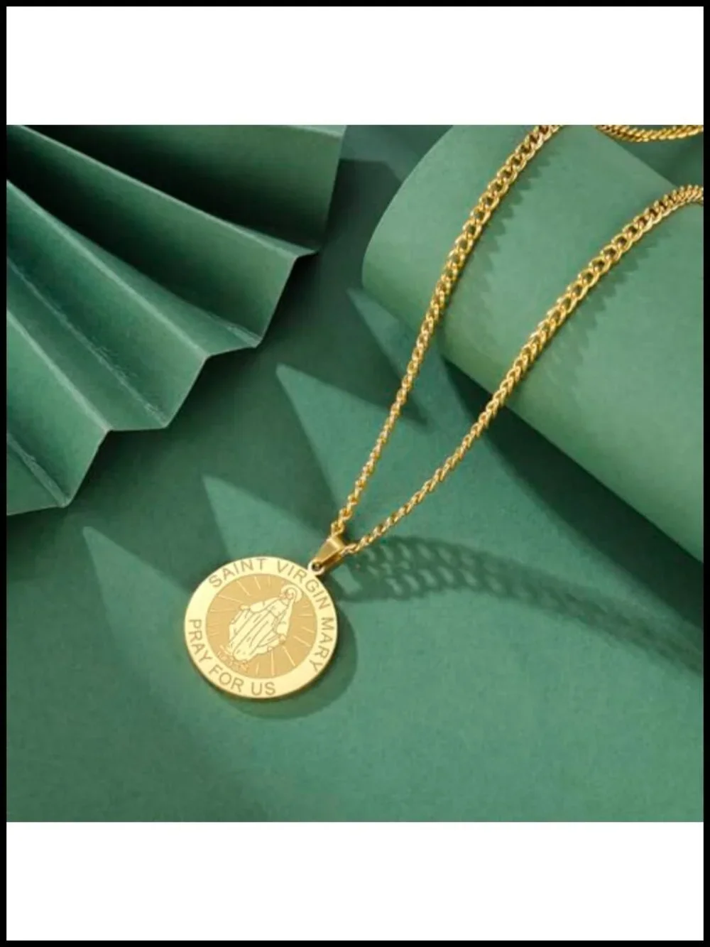Stainless Steel Virgin Mary Pendant Necklace Catholic Miraculous Medal Gift